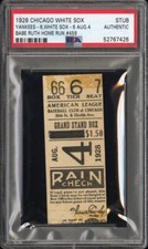 1928 BABE RUTH HR#459 TICKET LOU GEHRIG STREAK GAME 8/4 YANKEES@CHICAGO POP1 PSA
