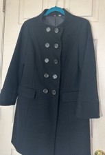 UNIQLO Black Wool Double Breasted Long Coat / Winter Jacket Size Medium