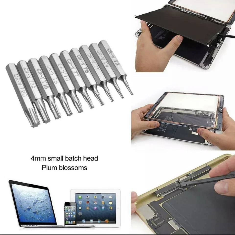 CR-V Torx Driver Micro Bit Set T3 T4 T5 T6 T7 T8 T9 T10 T15 T20 Star Hex 4mm - Image 3 of 4