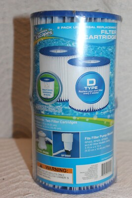 Summer Escapes D Type Pool Filter Cartridges 3.75'' x 4.13'' Filters 2 per pack
