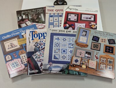 Lot of 7 - Quilt Cross Stitch Pattern Leaflet Cross Heart Country Canterbury