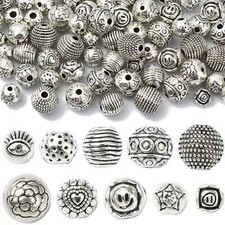 100x Tibetan Silver Round Loose Spacer Bead for Bracelet Necklace Jewelry Making
