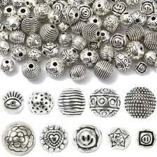 100x Tibetan Silver Round Loose Spacer Bead for Bracelet Necklace Jewelry Making