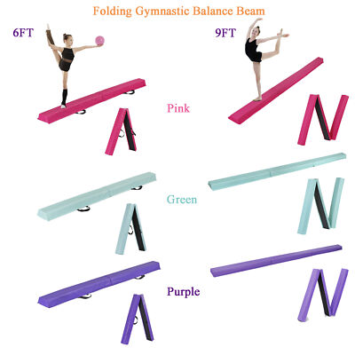 6/9FT Balance Beam Folding Floor Gymnastics Equipment for Kids w/Non Slip Base 