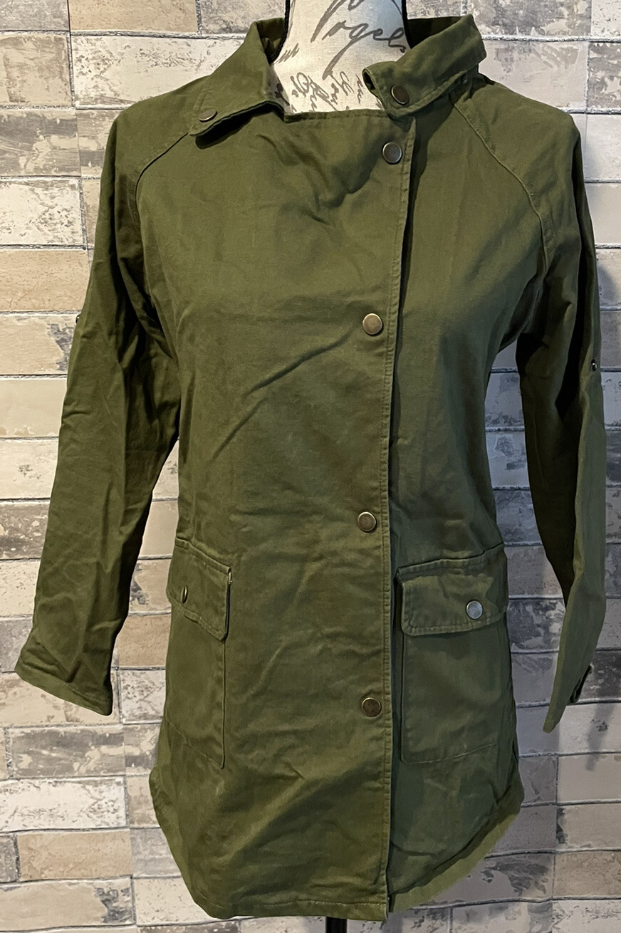 Olive Green Button Down Jacket size M 