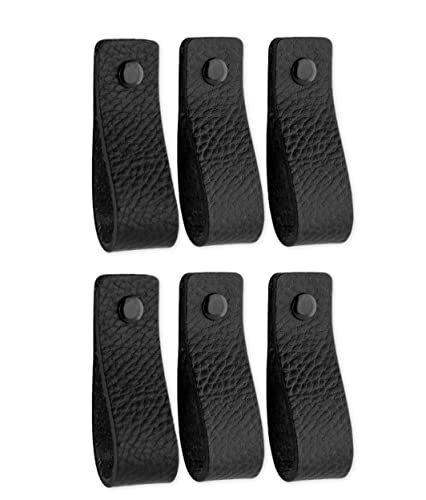 Brute Strength - Maniglie in pelle per mobili - Nero - 6 pezzi - 16,5 x (H6k)