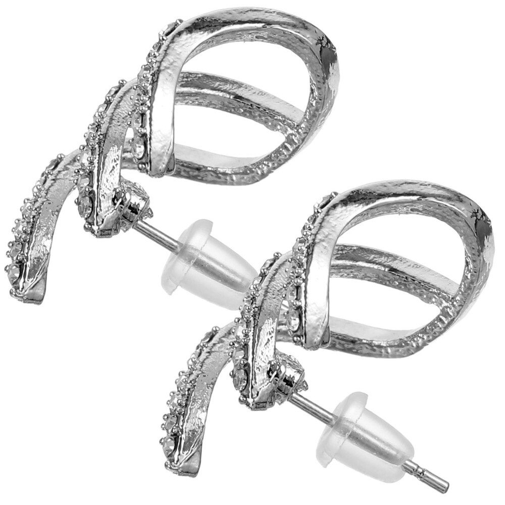 Trendy Cold Style Rhinestone Hoop Earrings Dangling 1 Pair-image