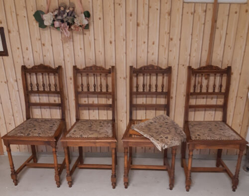 4 Antike Stühle Buche Schnitzereien Säulen Gründerzeit zum Restaurieren - Bild 1 von 11