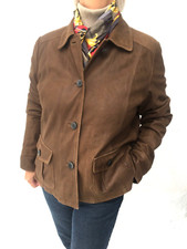 Max Mara Weekend Jacket Brown Leather Size 12 Uk Vintage Rrp£299