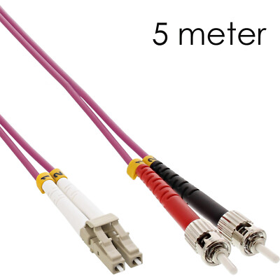 5M LWL DUPLEX CABLE KABEL LC/ST 50/125 µm OM4 PATCH CORD FIBER OPTICAL FC LWL-9