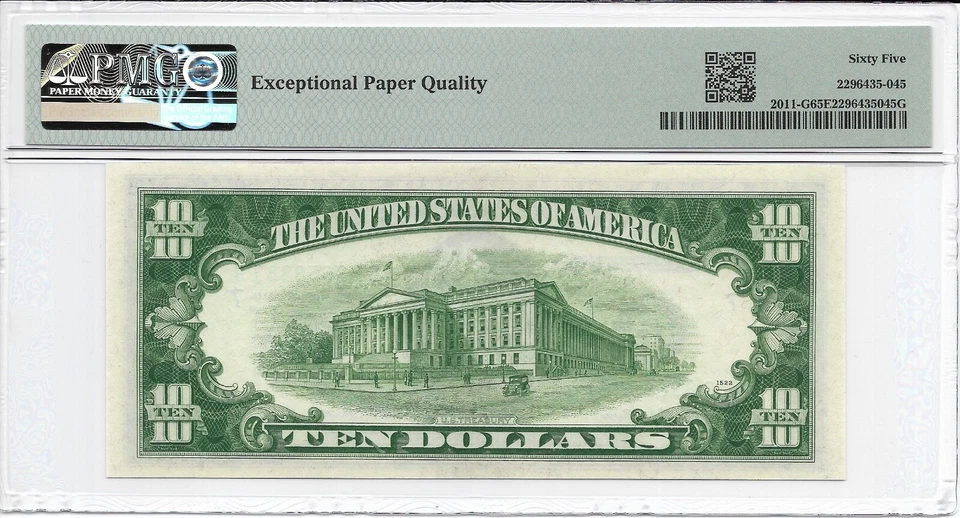 1950A $10 CHICAGO FRN. PMG GEM Uncirculated 65 EPQ Banknote. - Image 2 of 2