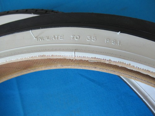 Schwinn 20" Bicycle Stingray Rear Slick White & Front White Wall Tires Pair -New - Picture 7 of 13