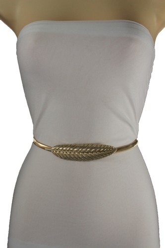 Caliente Mujeres Hip Cintura Alta Metal Dorado Flaco Fancy Cinturón Elástico - Imagen 3 de 11