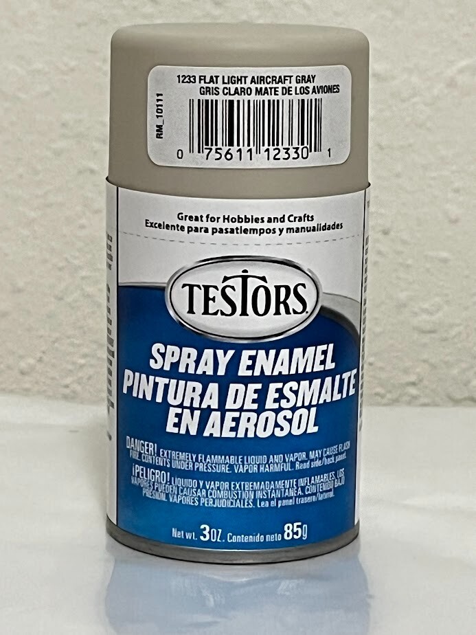 Testor 3 oz Spray Paint Flat Light Aircraft Gray 1233T Paint Enamel
