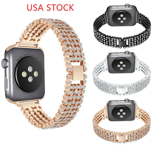 US Shine Diamond Watch Band for Apple Watch Series 6 5 4 3 Bracelet Bling  Strap | eBay