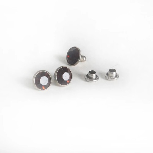 100Sets 8mm Brown Crystal Rhinestone Rivets Metal Base Studs Leathercraft Rivet - Picture 2 of 4
