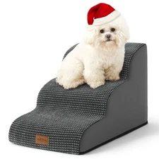 Dog Stairs for Small Dogs, Curved Pet Step with Leakproof Cover, High Density...