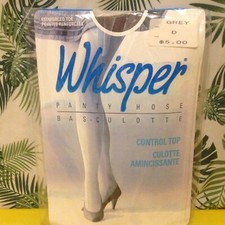 Vintage Pantyhose Whisper Control Top Color Grey Size D BWW02