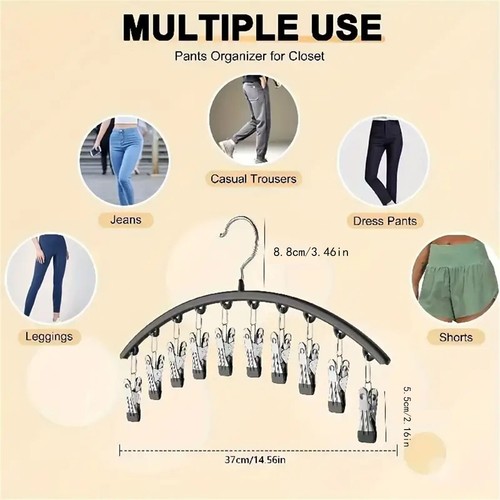 5X Curved Hanger Organizer With 10 Clips Suitable For Yoga Pants And Leggings A - Picture 9 of 9
