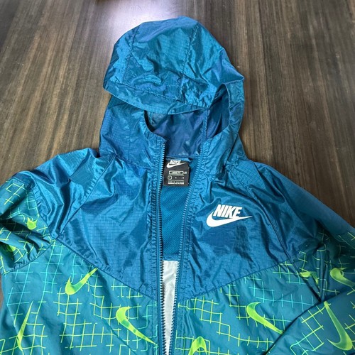 Nike Windrunner Jacket Full Zip Hooded Lightweight Teal Green Size L - Picture 5 of 6