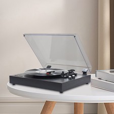 Vinyl Record Player Turntable Wooden Tabletop Vintage Gramophone BSUX