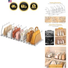 Purse Storage Organizer for Closet, Clear Closet Bag Storage Dividers Rack Sh...
