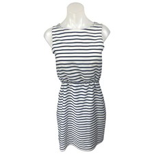J.Crew Women's White Blue Striped Sleeveless Tank Blouson Mini Dress Size 0
