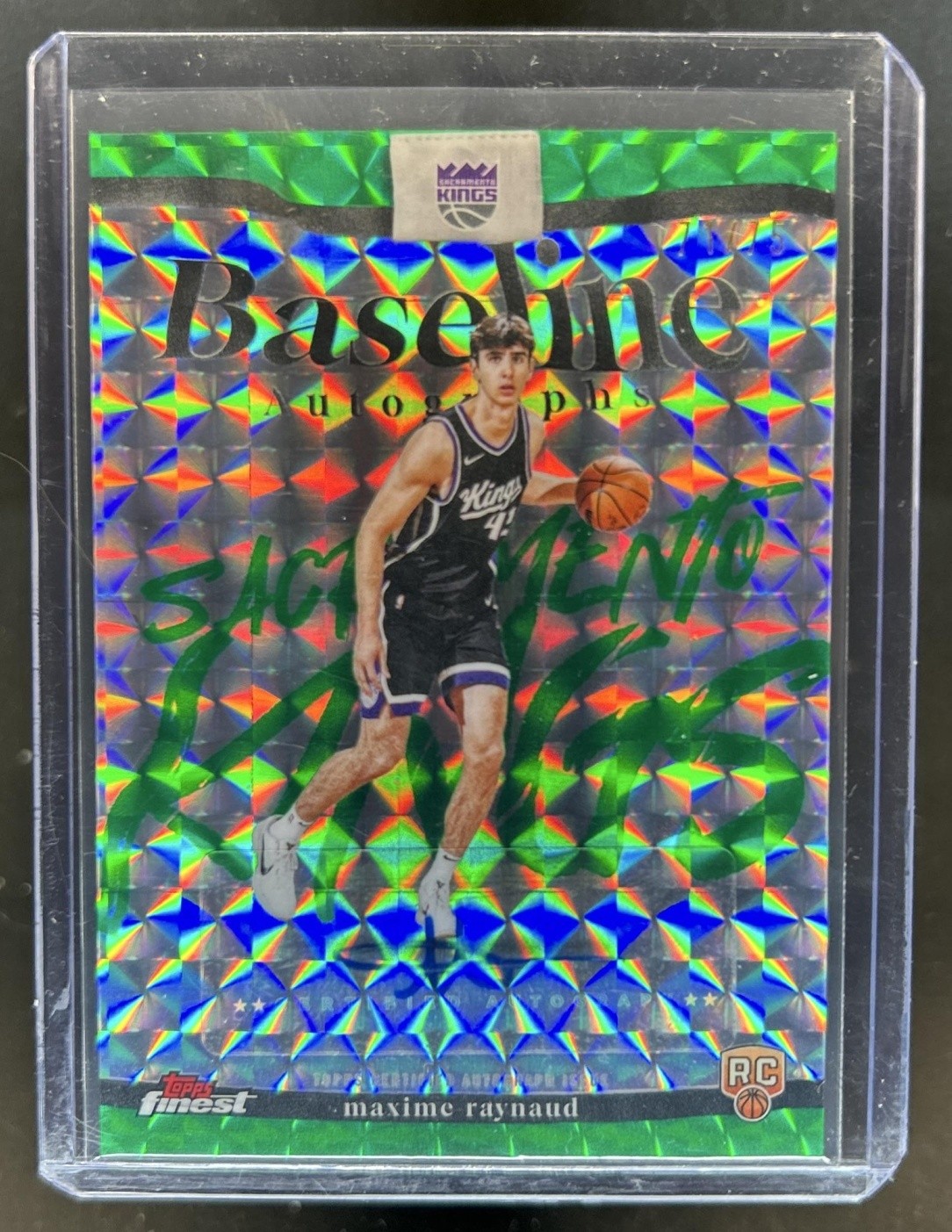 2025-26 Topps Finest Maxime Raynaud Baseline Auto RC Green Geometric #/75