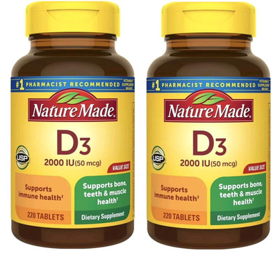 2x Nature Made D3 2000 IU Supplement Teeth Bone Immune Health 220 tablets Each