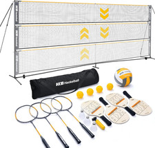 Badminton Volleyball Pickleball Net Set, 22FT Portable All-In-One Nets System fo