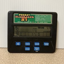 VINTAGE RADICA POCKET BLACKJACK 21 ELECTRONIC HAND HELD GAME 1350 WORKS GOOD