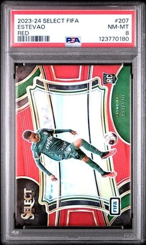 2023-24 Panini Select FIFA Estevao Rookie Red Prizm #207 PSA 8