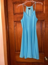 Express A Line Sheath Slip Spaghetti Strap Sleeveless Dress Short Midi Sz 6 Blue
