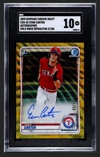  2020 BOWMAN CHROME DRAFT EVAN CARTER AUTOGRAPHED GOLD WAVE REFRACTOR /50