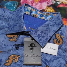 Robert Graham NWT Ltd. Edition Bankroll Casual Button Down Shirt Sz L in Blue