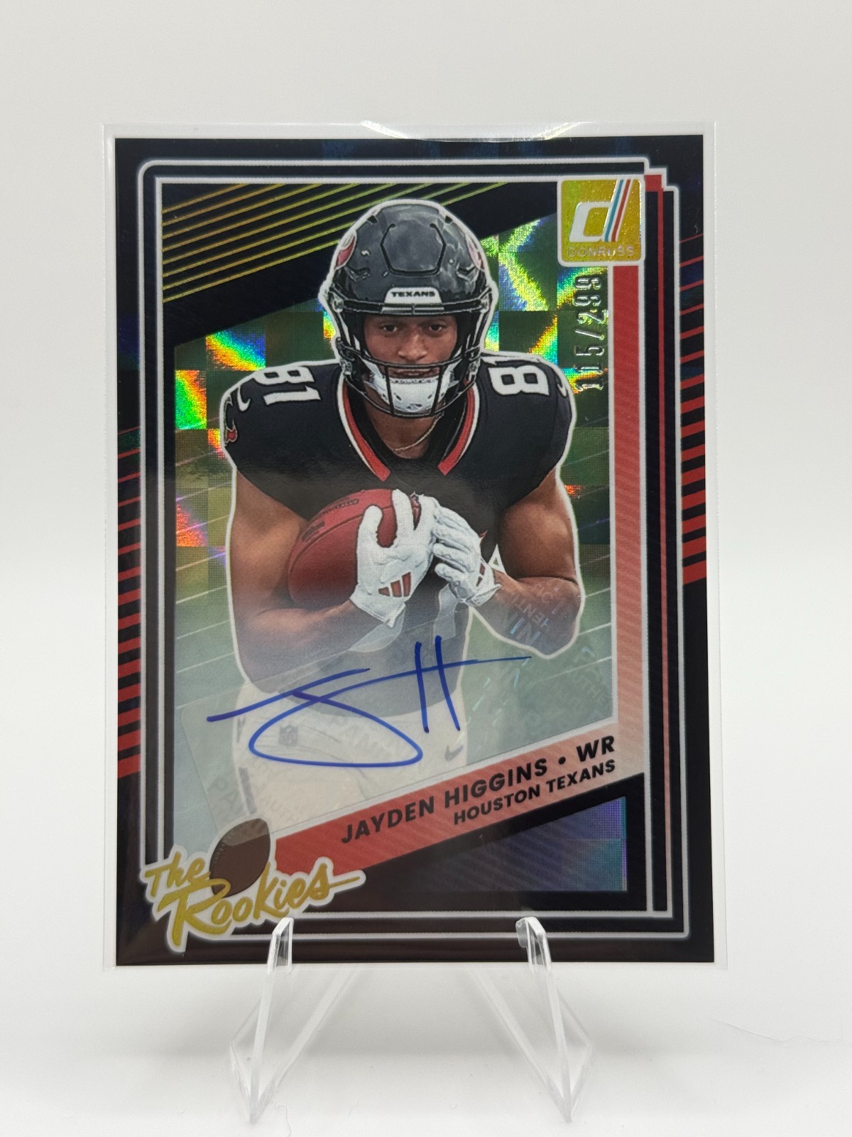 Jayden Higgins 2025 Panini Donruss The Rookies #11 RC AUTO #D 115/299