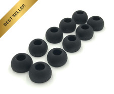 10 Pairs Large Black Silicone Replacement Ear Buds Tips Covers Earphone Eartips