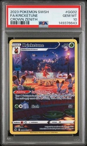 2023 POKEMON SWORD & SHIELD CROWN ZENITH #GG02 FULL ART/KRICKETUNE PSA 10