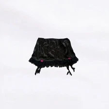 Frederick’s Of Hollywood Black Hot Pink Ruffle Satin Lingerie Garter Skirt Sz M