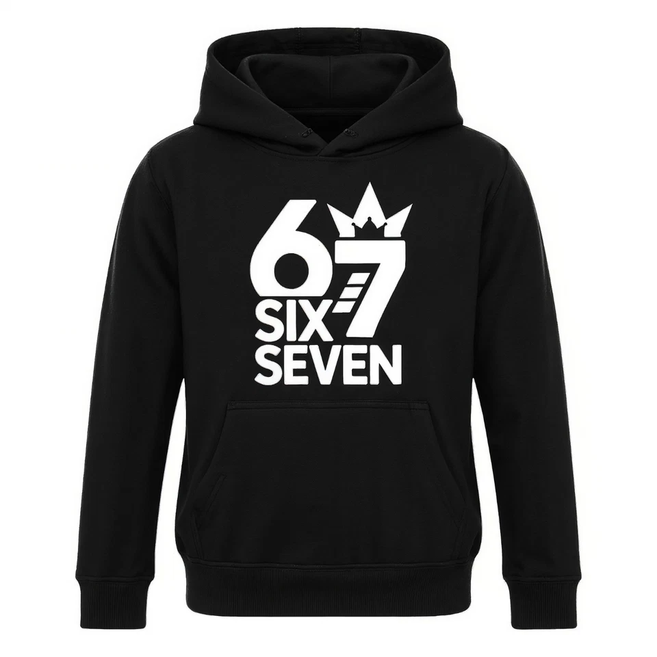 FRUIT OF THE LOOM Hoodie SIX SEVEN 67 Meme Kids Kinder | schwarzer Hoodie Kapuzenpullover Pullover