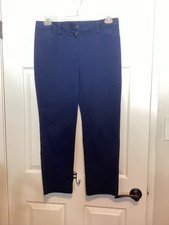 Lands' End Women's Blue Mid Rise Slim Straight Leg Pants Flat Front