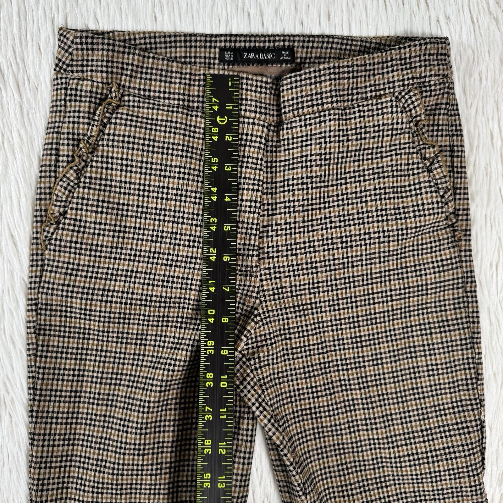 Zara Basic Tan Checked Mid-Rise Flat Front Slim L… - image 12