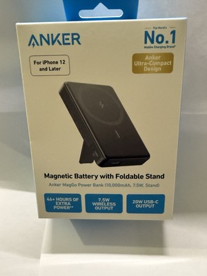 New Anker - MagGo Magnetic Power Bank with Kickstand (10000mAh, 20W) Black
