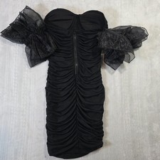 Dresses for Women Exaggerated Organza Sleeve Ruched Bodycon Dress Size M