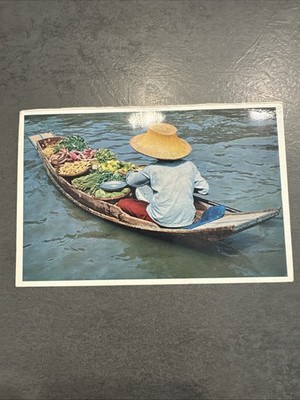 Postkarte Wat Sai Floating Market Bangkok Thailand Ansichtskarte Ak 2440