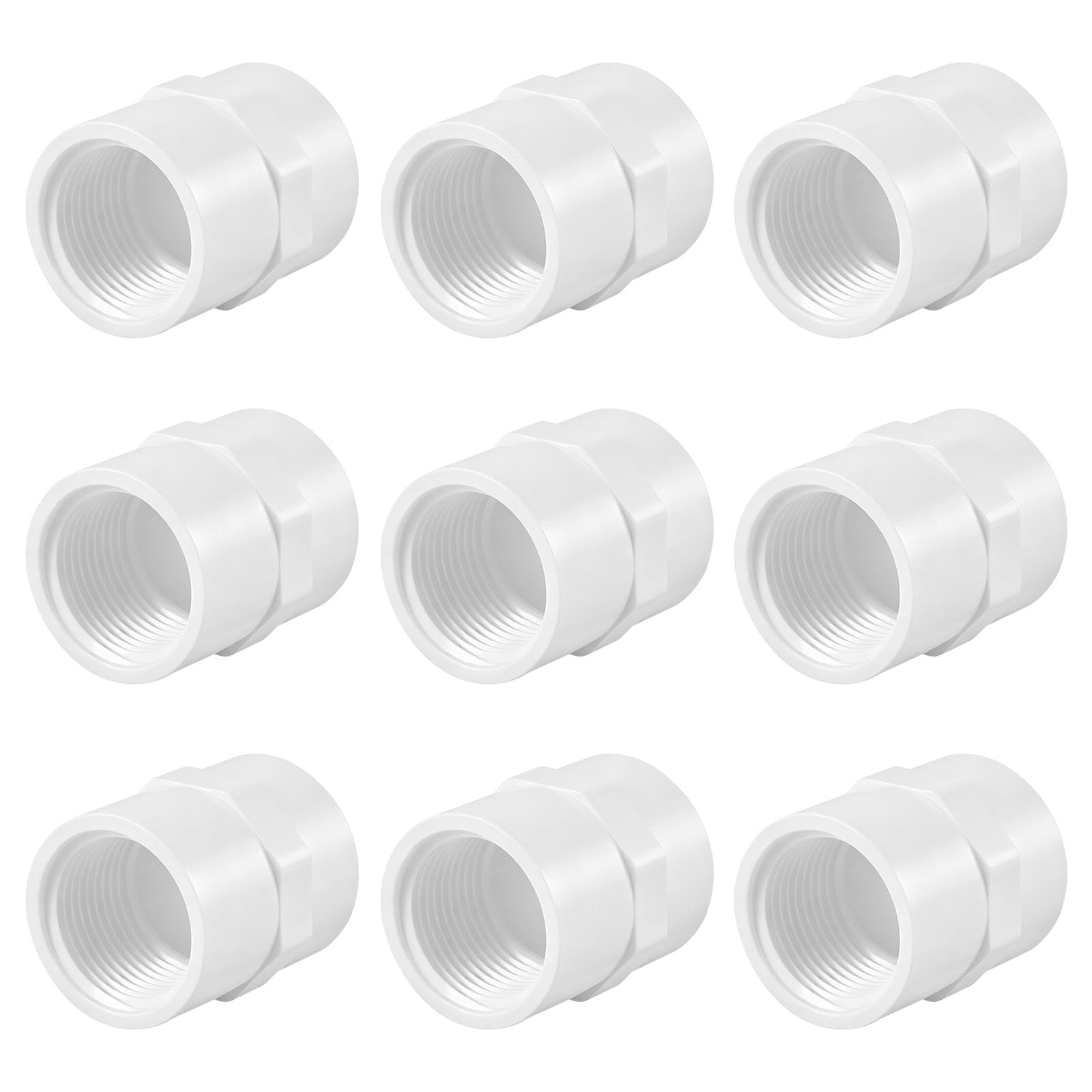 9 Pack 1" PVC Female Adapter, Schedule 40 (Socket X NPT Female) - PVC Fittings f