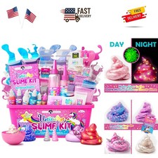 Unicorn Glow-in-The-Dark Slime Kit for Girls Ages 7  12, DIY Slime Making Set ...