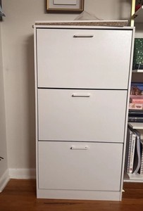 Shoe Cabinet with 3 Flip Drawers, Hidden Slim Shoe Storage Cabinet, White