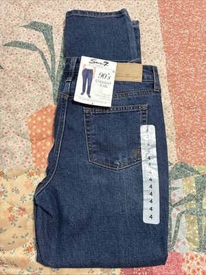 Seven7 90 s Straight Jeans Women's High Rise Denim Fitted Through Hips Size 4