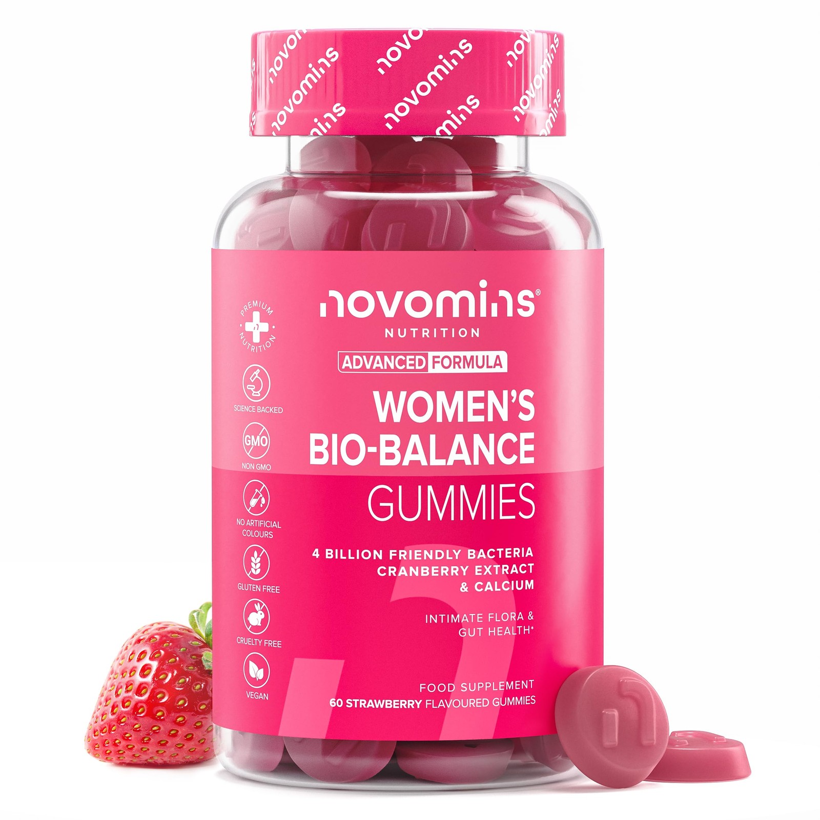 Women's Bio-Balance Gummies 60 Count 4 Billion CFU Probiotic Cranberry Calcium - Image 2